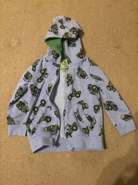 John Deere Gray & Green Tractor Hoodie for Kids